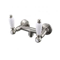 PB klassieke kraan opbouw douchemengkraan met witte hendels RVS 1208854522